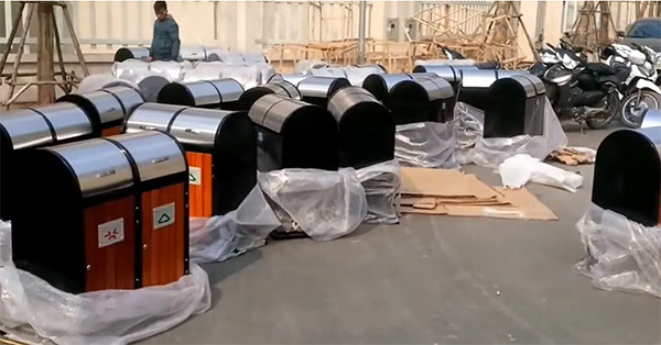 Thùng rác 2 ngăn ngoài trời tại Bắc Ninh